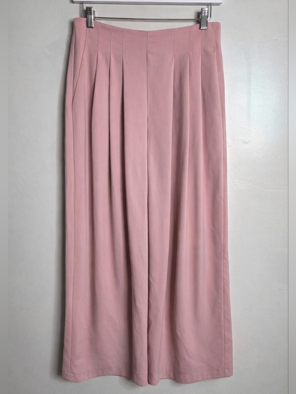 Topshop Ivy Crop Wide Leg Trousers Women’s US 8 Pink High Rise Pleated